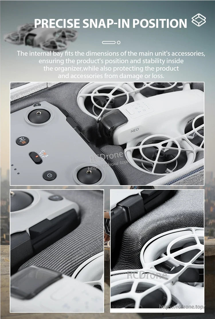 StartRC Shoulder Bag, Secure snap-in design protects drone and accessories in organizer with precise, reliable fit.
