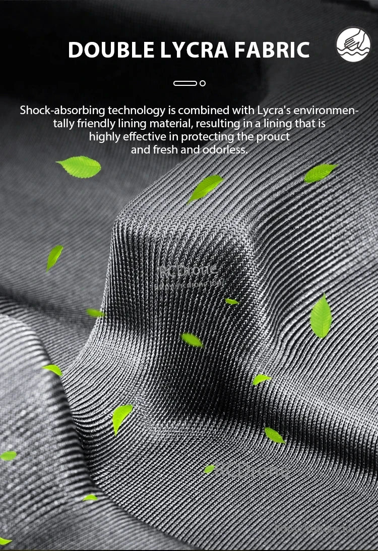 StartRC Shoulder Bag, Double Lycra fabric features shock absorption, eco-friendly materials, protection, freshness, and odorless lining for comfort and performance.