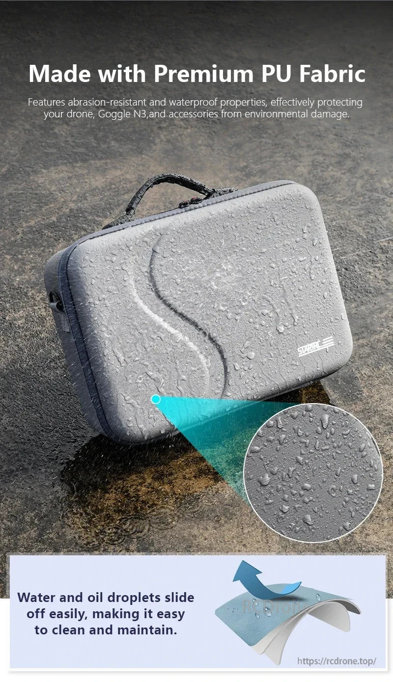 StartRC STARTRC Travel Shoulder Bag, Premium PU fabric bag, waterproof and abrasion-resistant, protects drone, goggles, and accessories. Easy to clean. Durable, lightweight, and ideal for safe transport and storage.
