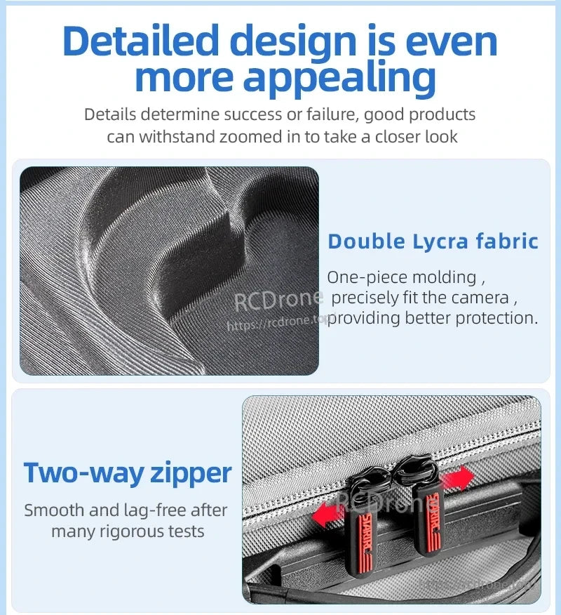 StartRC STARTRC Travel Shoulder Bag, Double Lycra fabric ensures precise camera fit; two-way zipper allows smooth, lag-free operation.