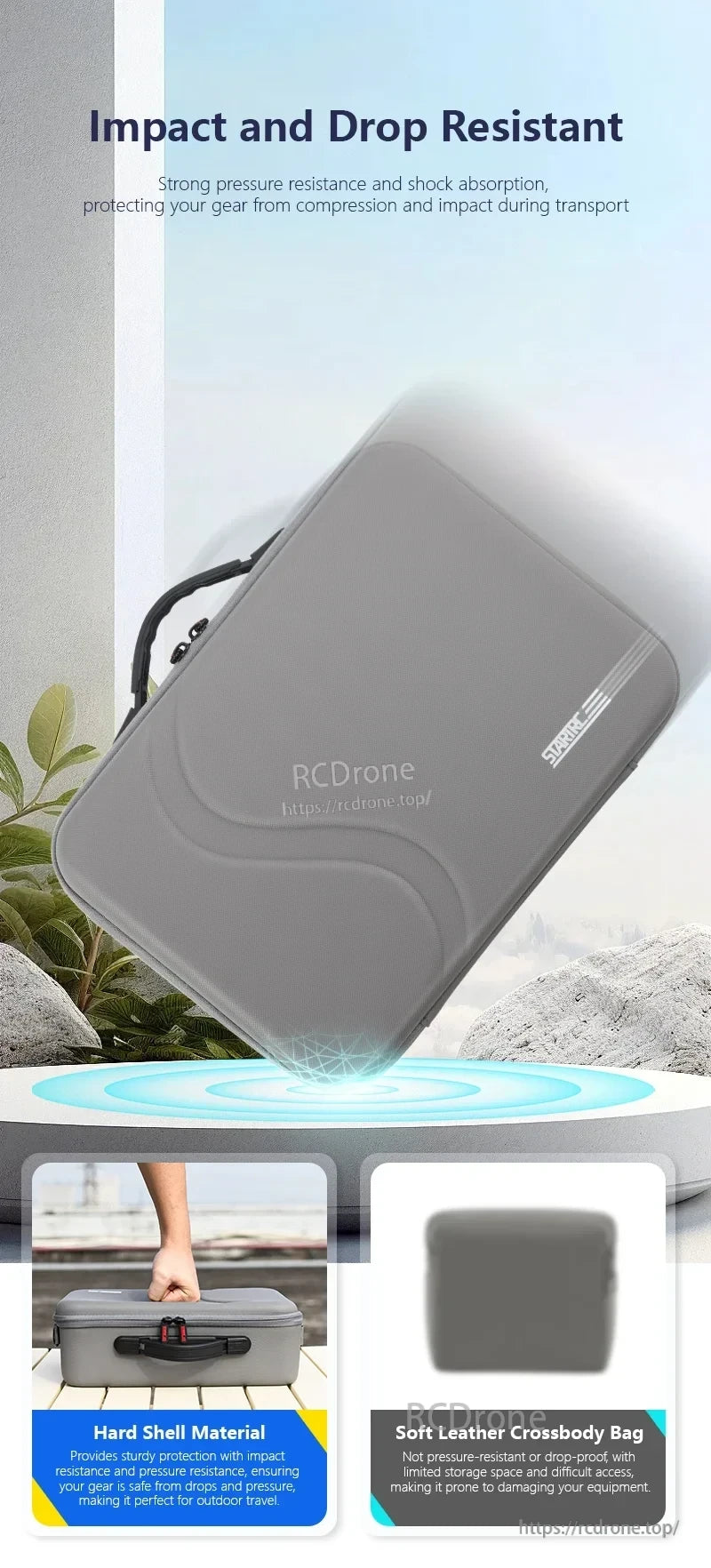 StartRC STARTRC Travel Shoulder Bag, Durable, shock-absorbent hard shell bag resists impacts and pressure, ideal for protecting gear during outdoor travel and transport.