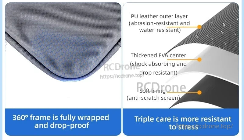 StartRC STARTRC Travel Shoulder Bag, Durable drone case with PU leather, thickened EVA core, soft lining, 360° protective frame, and drop-proof design for triple-layer stress resistance.