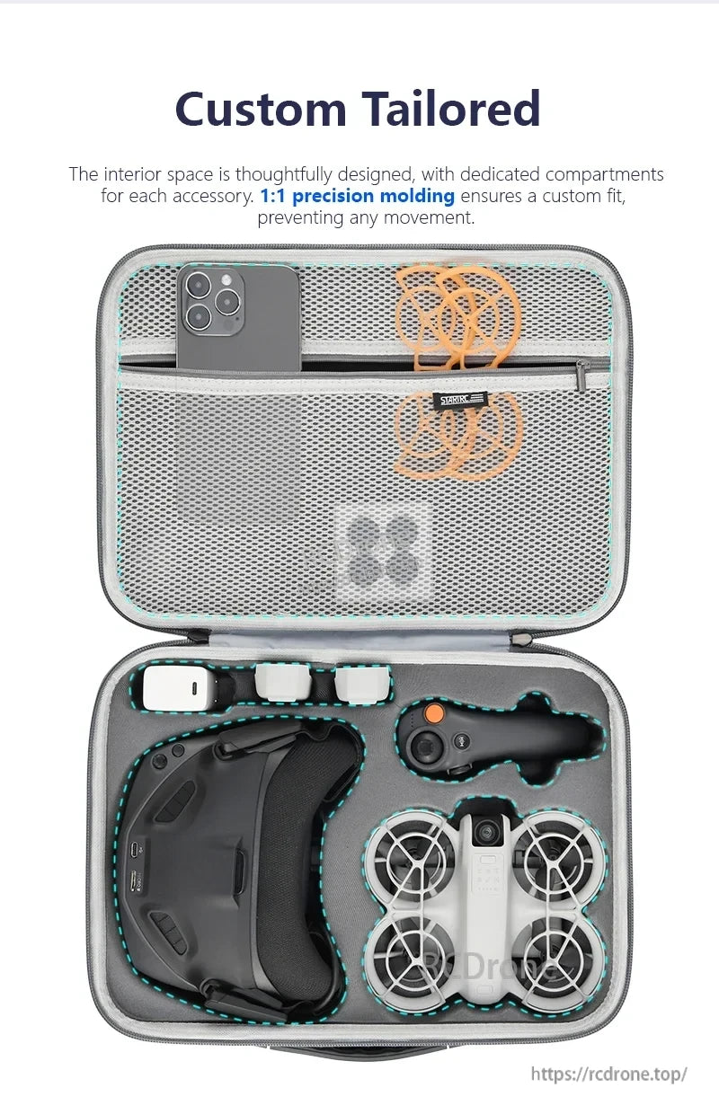 StartRC STARTRC Travel Shoulder Bag, Custom tailored case with precision molded compartments for drone accessories.
