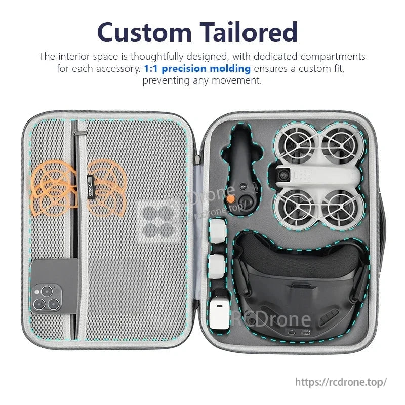 StartRC STARTRC Travel Shoulder Bag, Custom-molded case for DJI Neo, RC 2/RC-N3, batteries, and hub—precise fit, durable protection.
