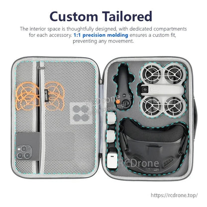 StartRC STARTRC Travel Shoulder Bag, Custom-molded case for DJI Neo, RC 2/RC-N3, batteries, and hub—precise fit, durable protection.