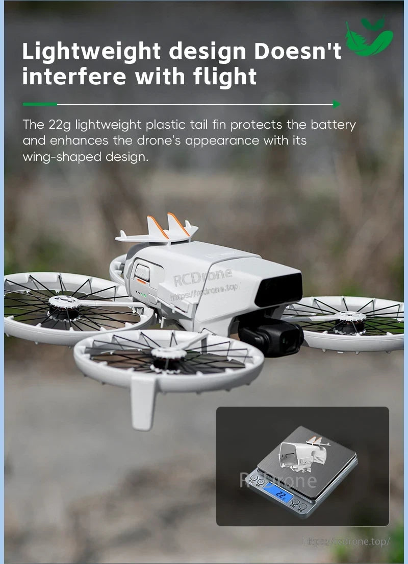 Startrc DJI Battery Buckle, Lightweight 22g tail fin protects battery, enhances drone appearance.