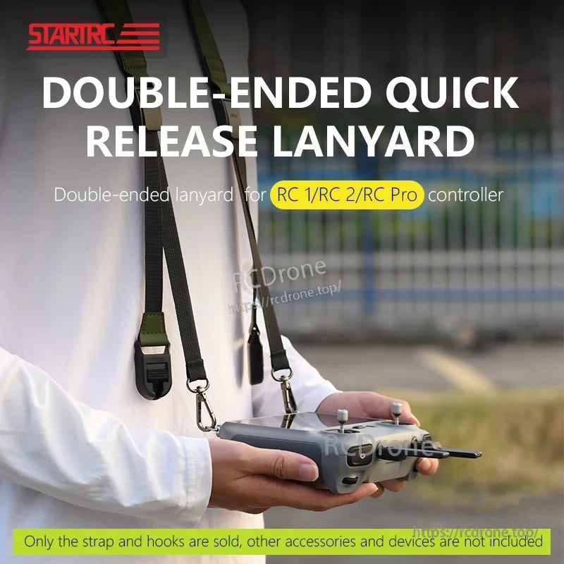 Startrc DJI RC Lanyard, Quick-release lanyard for RC 1/RC 2/RC Pro controllers; includes strap and hooks only.