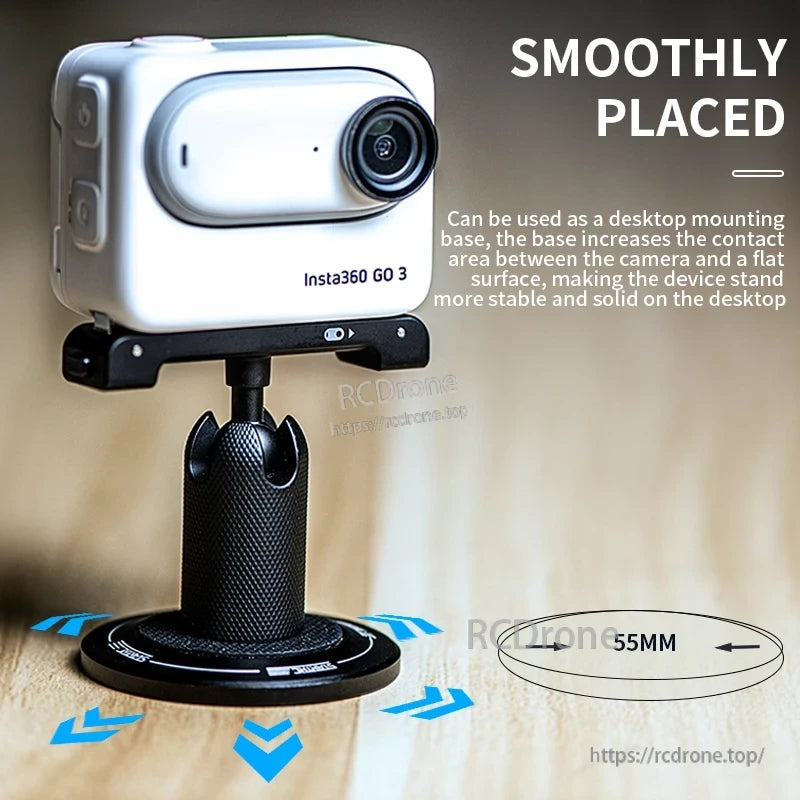 Startrc Insta360 GO3 Camera Mount, 55mm base mount for Insta360 GO 3 enables stable desktop positioning and smooth rotation.
