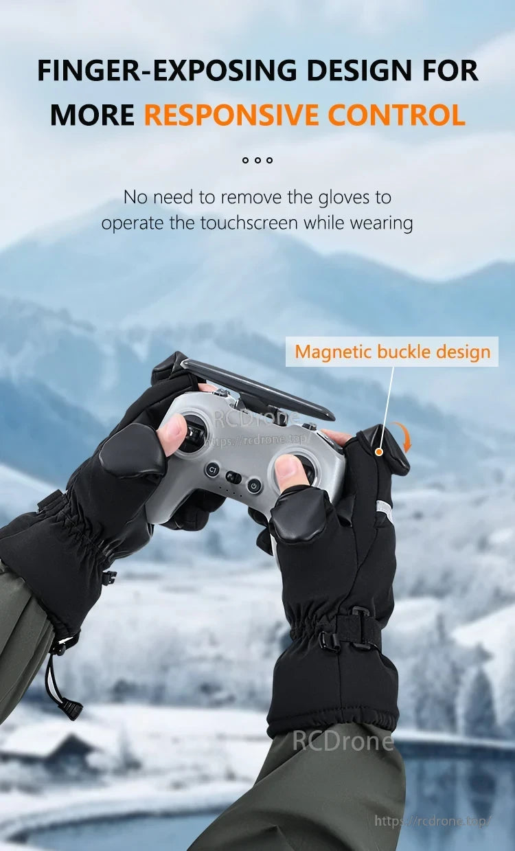 Startrc V2 Drone Pilot Gloves, Finger-exposing gloves with magnetic buckle for touchscreen control