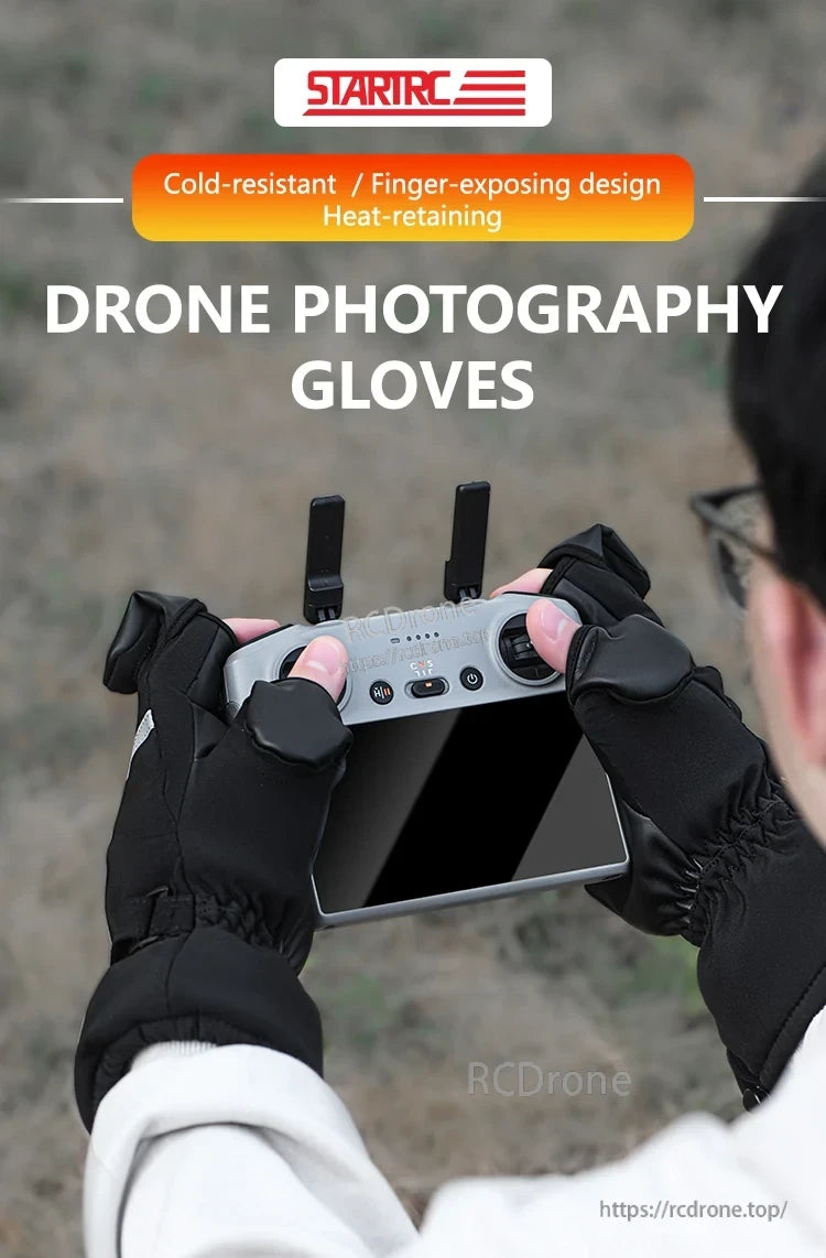 Startrc V2 Drone Pilot Gloves: Cold-resistant, heat-retaining gloves with finger-exposing design for precise drone control in cold weather.