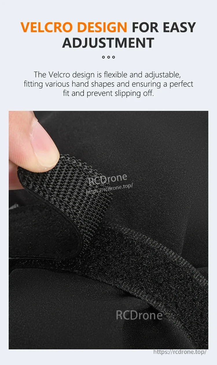 Startrc V2 Drone Pilot Gloves, Velcro allows secure, adjustable fit for all hand shapes.