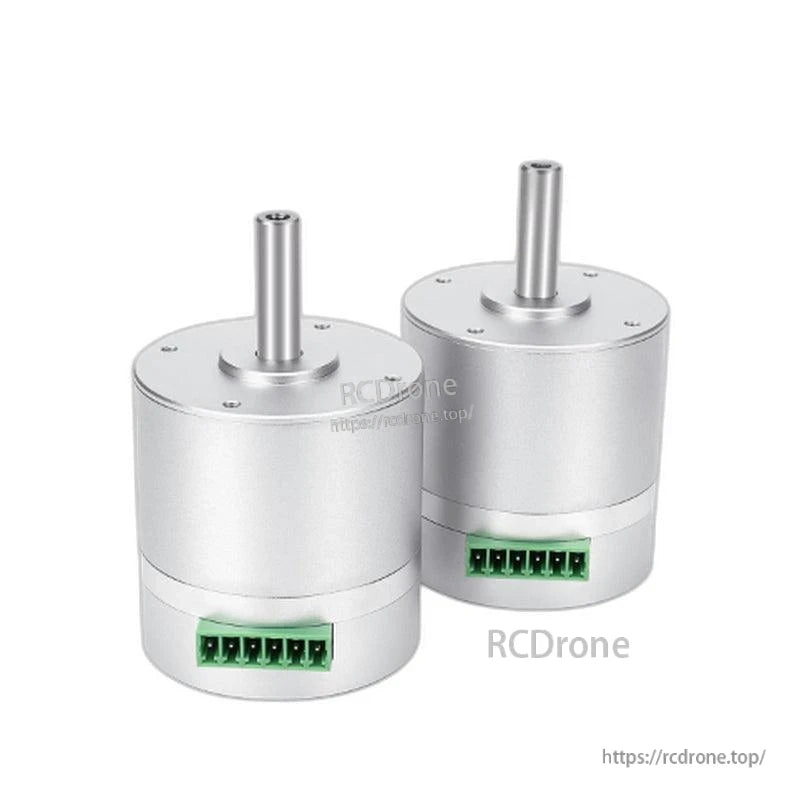 Pair of SteadyWin 4210AIO Servo motors side by side, showing output shafts and green connectors