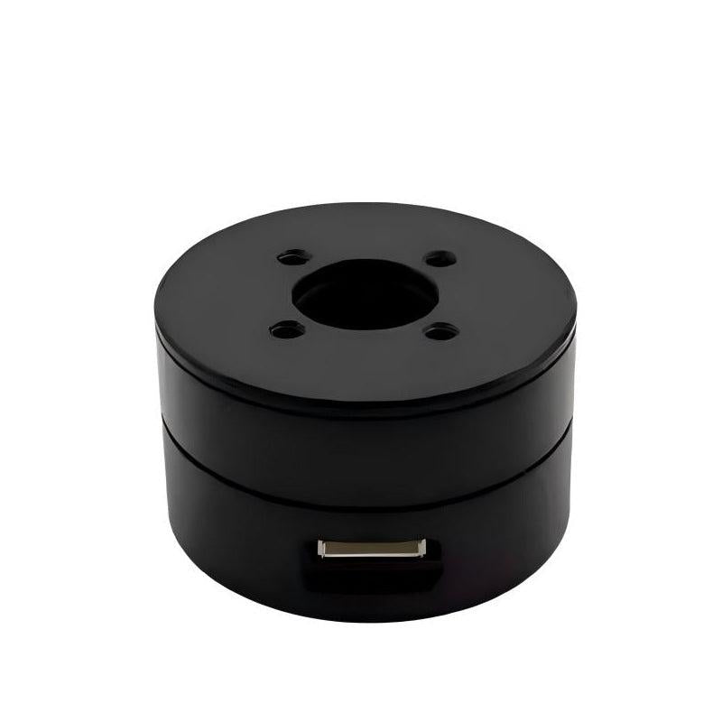 SteadyWin DD3006 12V motor with 14-bit absolute encoder, angled view showing top mount holes and connector port