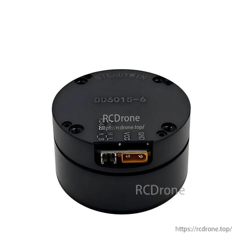 SteadyWin DD6015-6: 24V brushless motor with 0.65 N·m torque, RS485/CAN, 14-bit encoder, compact black design.