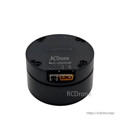 SteadyWin DD6015-6: 24V brushless motor with 0.65 N·m torque, RS485/CAN, 14-bit encoder, compact black design.