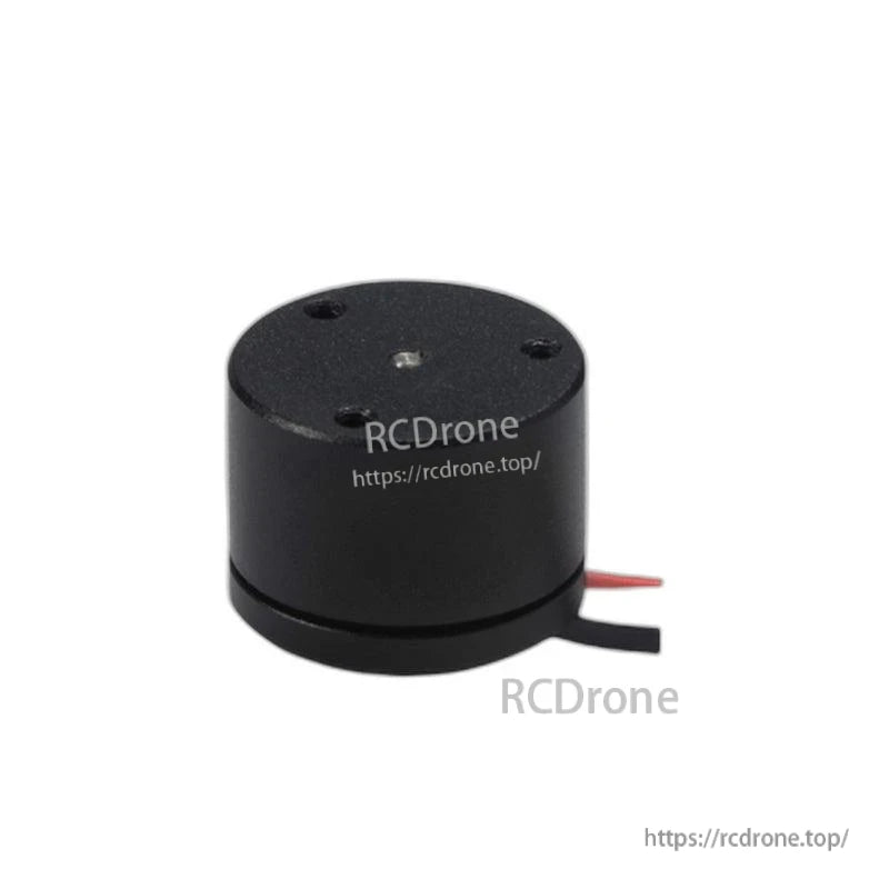Side profile of compact black cylindrical motor housing with small exit slot for wires
