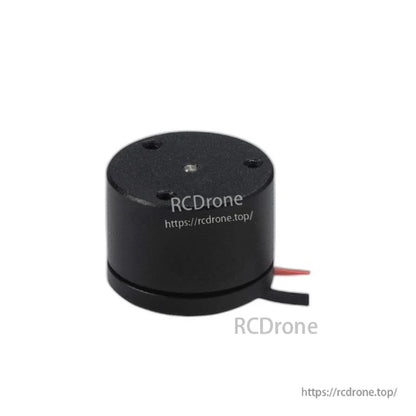 Side profile of compact black cylindrical motor housing with small exit slot for wires