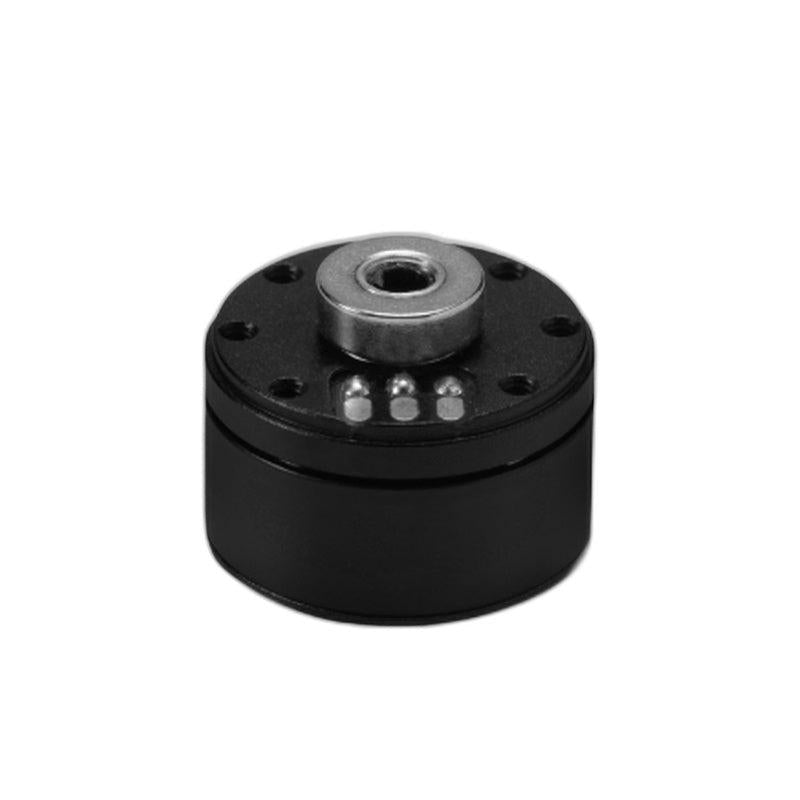 SteadyWin GB1806 12V motor with AS5048A encoder, front face showing shaft hub and solder pads