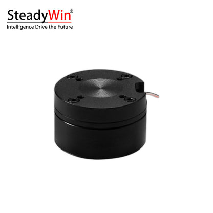 Side view of cylindrical GB3510 motor with top plate screws and short wire lead exit