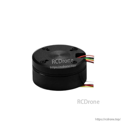Rear/side view of motor housing with attached multi-wire leads exiting the case