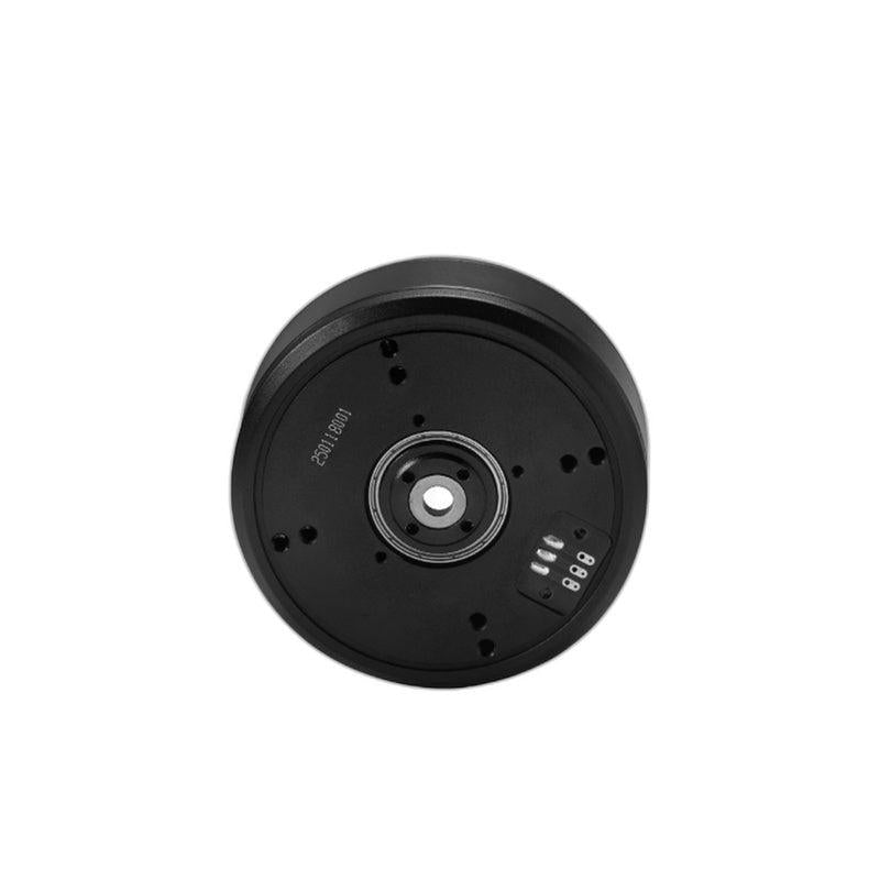 SteadyWin GB6010 motor front face with centered shaft hub and onboard DIP switch settings