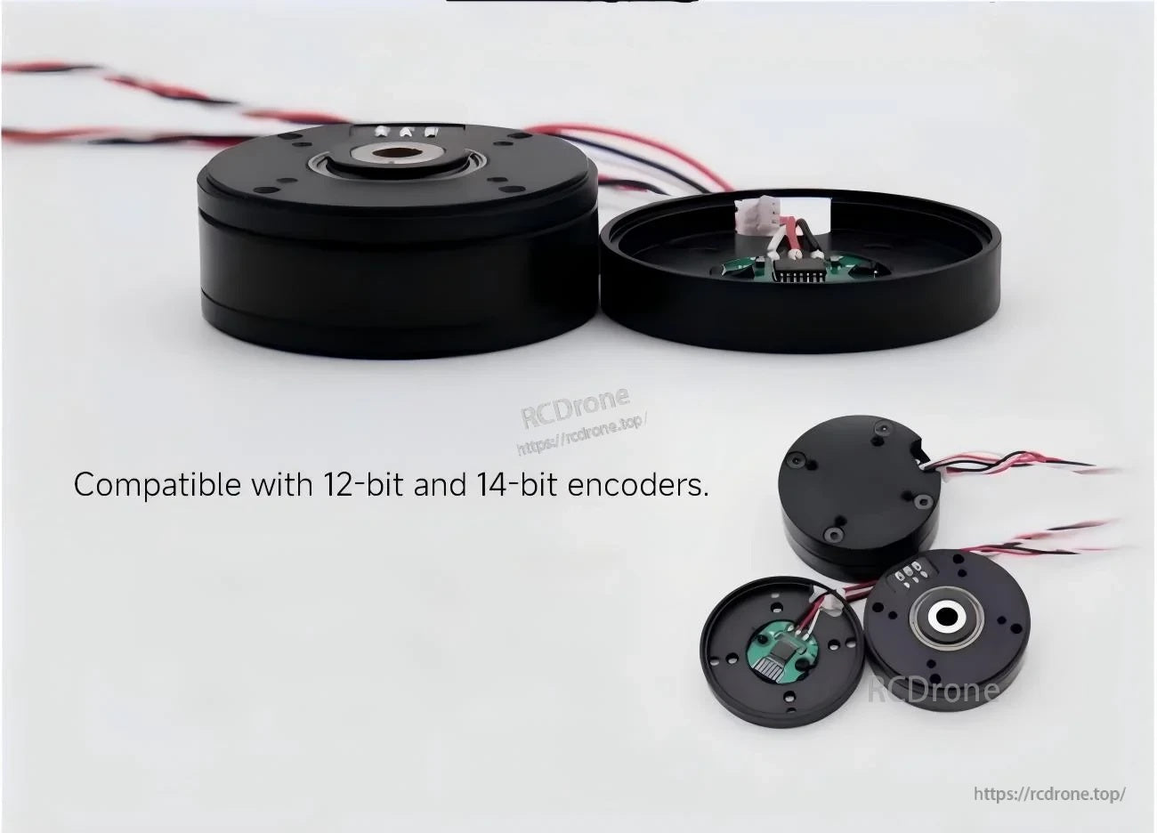 SteadyWin GB8115 motor with encoder board and wiring, compatible with 12-bit and 14-bit encoders