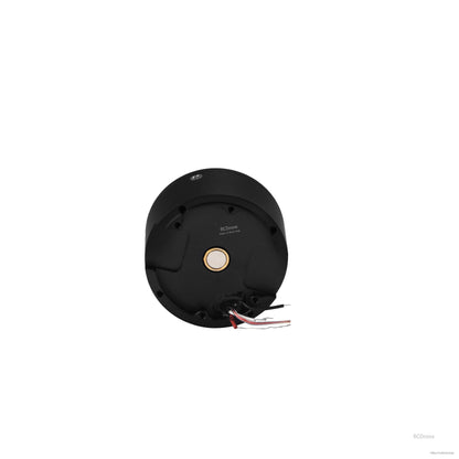 Black circular motor with wires and gold center