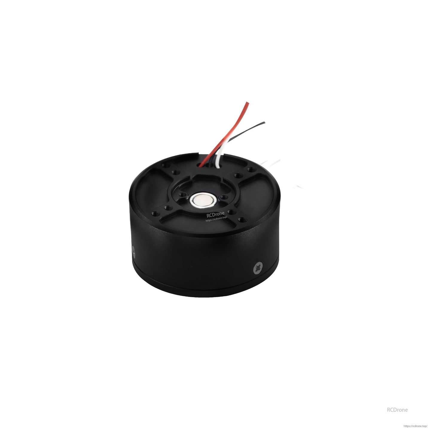 Black cylindrical 24V motor with 8:1 gear ratio, CAN interface, IP54 rating, and red/black/white wires for quadruped robot joints.