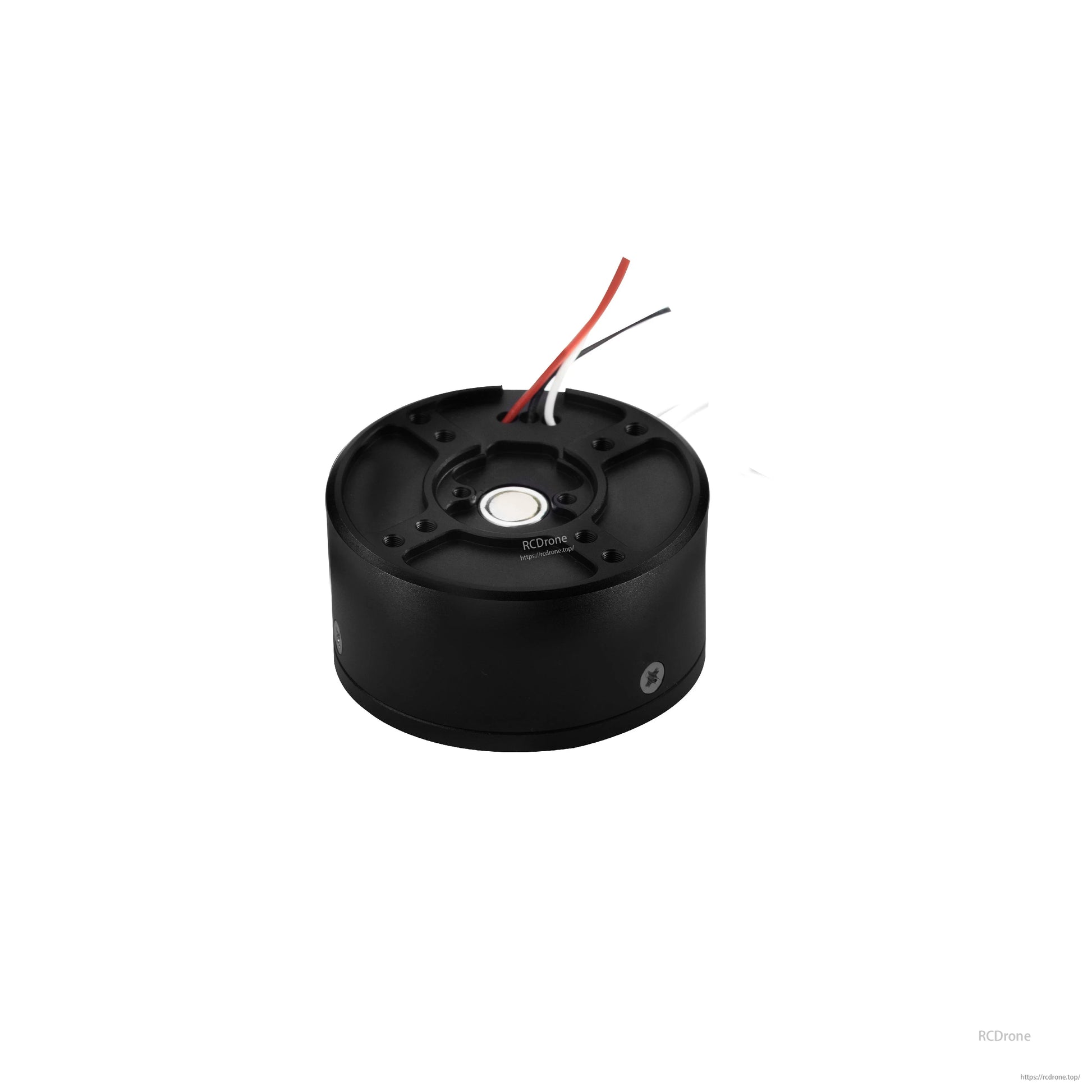 Black cylindrical 24V motor with 8:1 gear ratio, CAN interface, IP54 rating, and red/black/white wires for quadruped robot joints.