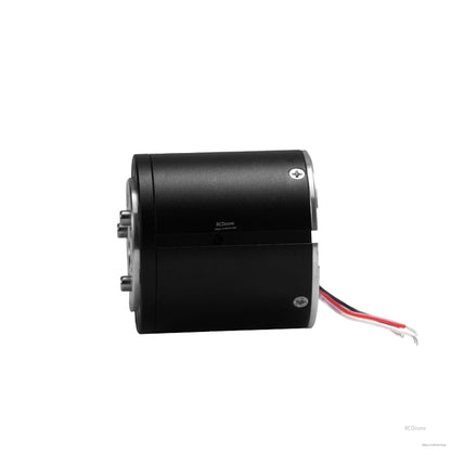 Compact black robot joint module with 8:1 gear, dual encoder, CAN driver, 24V/60W, and three colored side wires.