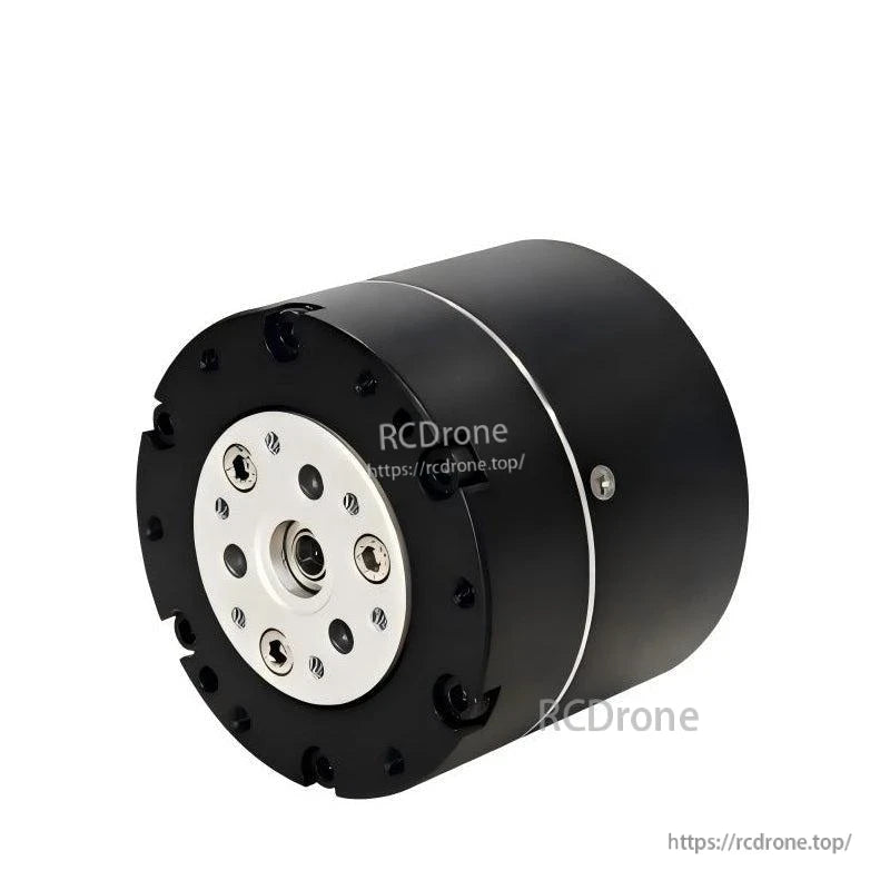 Angled front-side view of planetary gear reducer motor highlighting output faceplate and cylindrical housing
