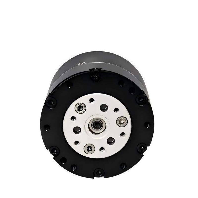 Front view of GIM4310-40 planetary reducer motor showing output flange, center shaft, and bolt pattern