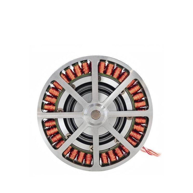 SteadyWin GWK7015-8 brushless outrunner motor, top view showing copper windings and silver rotor spokes