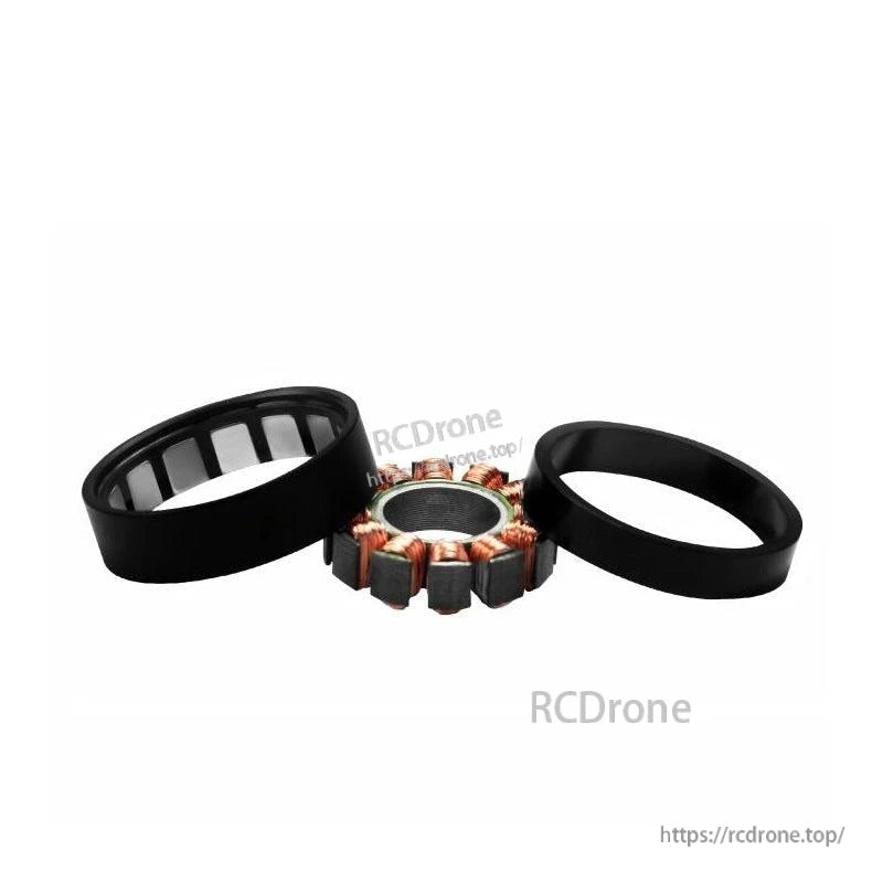 Frameless brushless motor with magnetic encoder, 12V, for gimbal cameras; features copper windings and black structural parts.