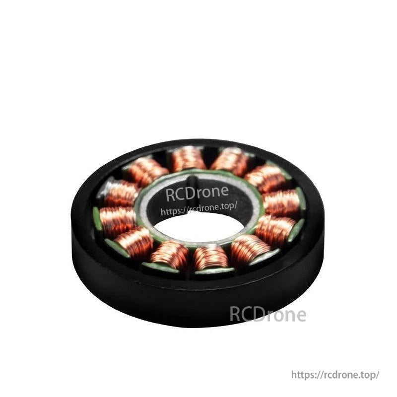 Frameless brushless 12V motor with copper coils, black casing, for gimbal cameras, compatible with PWM/SPI.