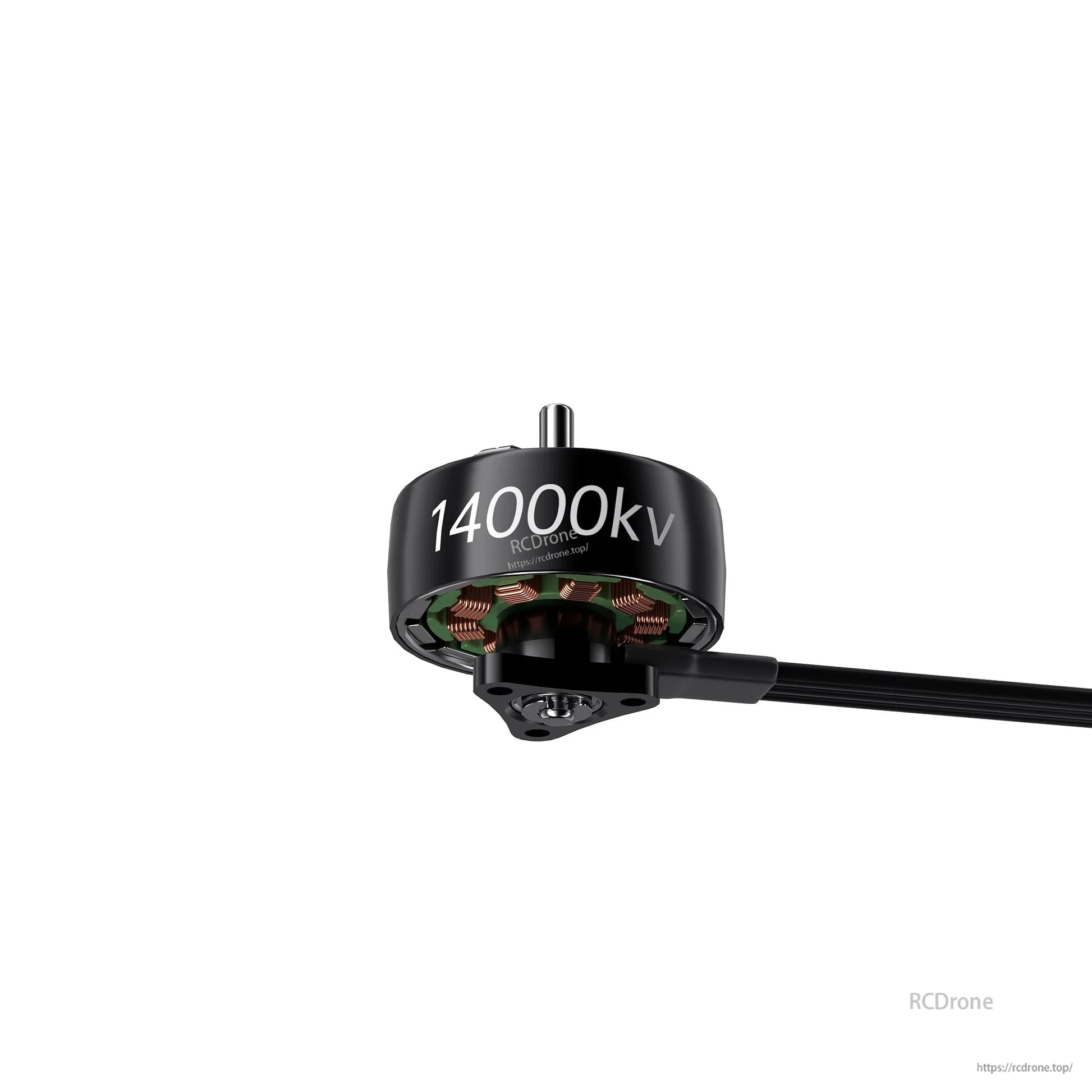 Sub250 1103 14000KV motor underside view showing copper windings and four-hole mount pattern