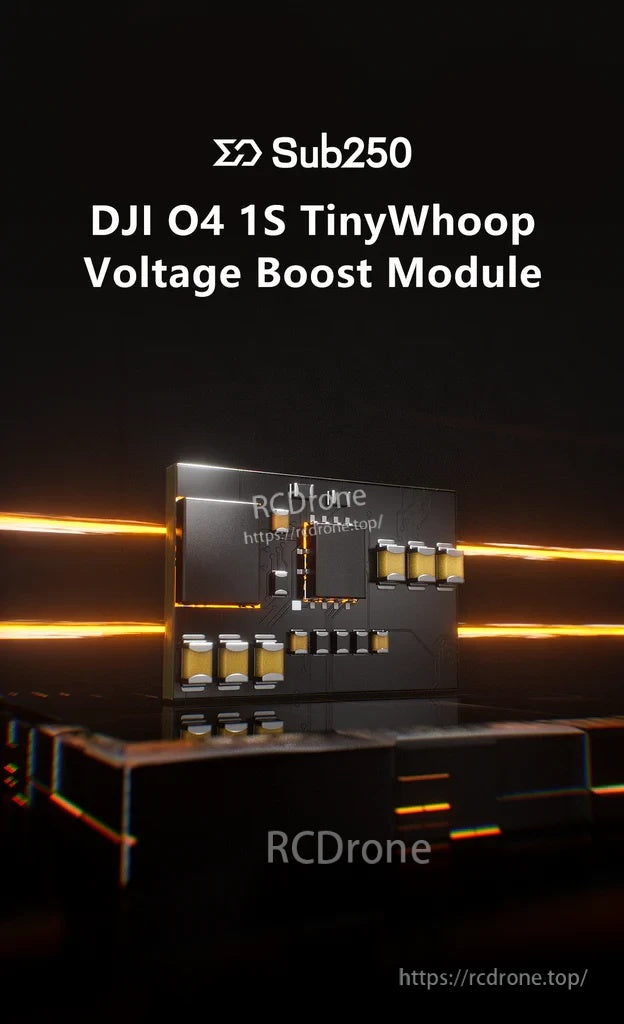 Sub250 1S BEC voltage boost module for DJI O4 1S TinyWhoop builds, compact 5V regulator board