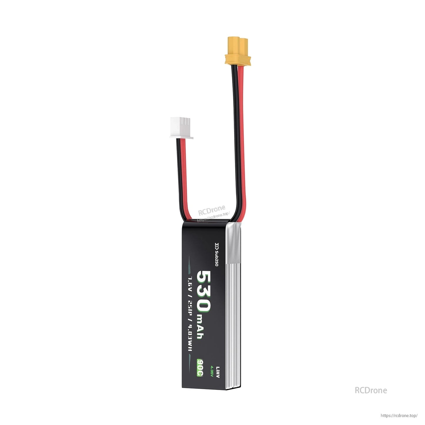 Sub250 2S 530mAh 90C LIHV Battery SUB5302S90AHV, 4.03Wh, XT30, 25.8g, 12.5x17.7x62mm