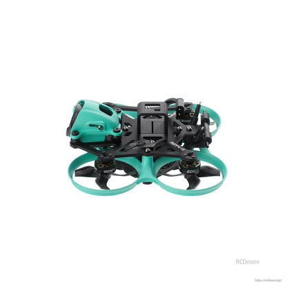 Left side profile of whoop drone showing canopy, stack area, and ducted prop guards