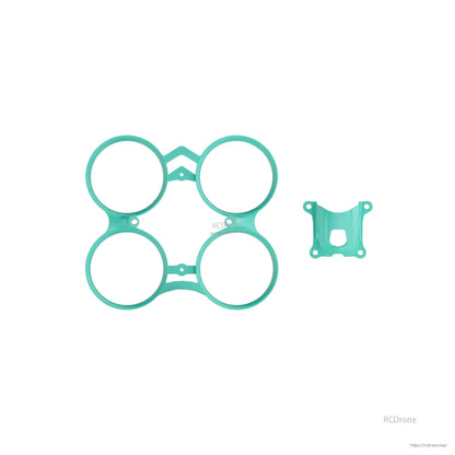 Teal duct guard frame piece with matching teal top plate shown side by side