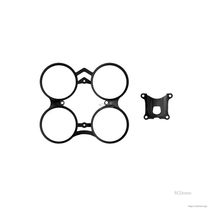 Black duct guard frame piece with matching black top plate shown side by side