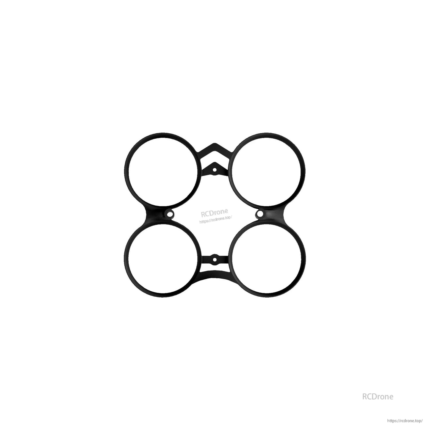 Black duct guard frame piece with four circular prop guard rings