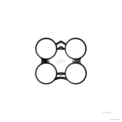 Black duct guard frame piece with four circular prop guard rings
