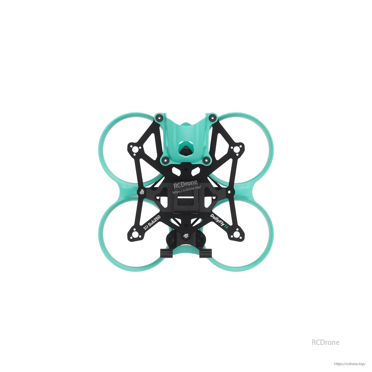 Sub250 DollyFly16 HD O4 Pro replacement frame parts shown assembled, full top-down outline with duct guards