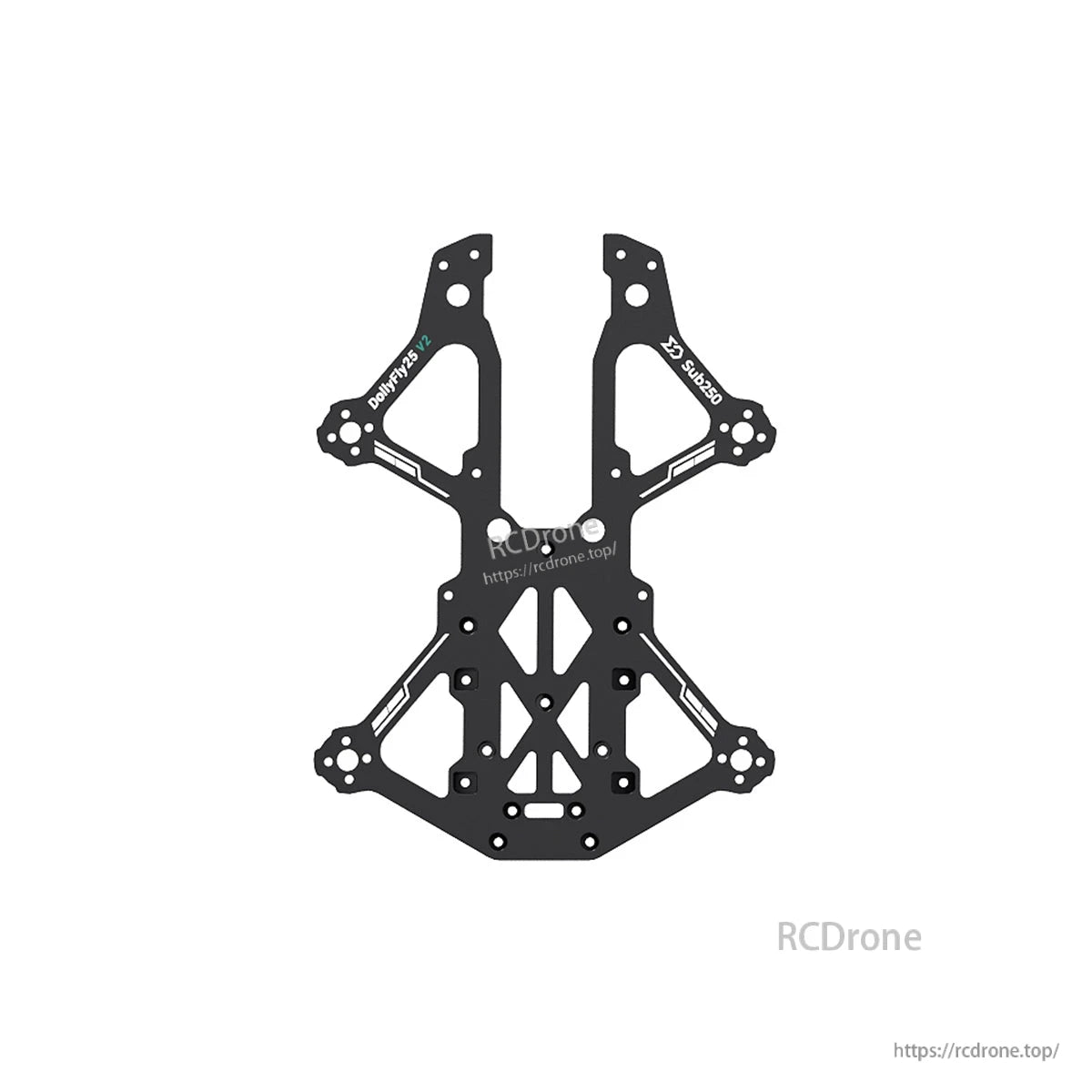 Carbon fiber main frame plate for DollyFly25 DF25 V2 with cutouts and mounting holes