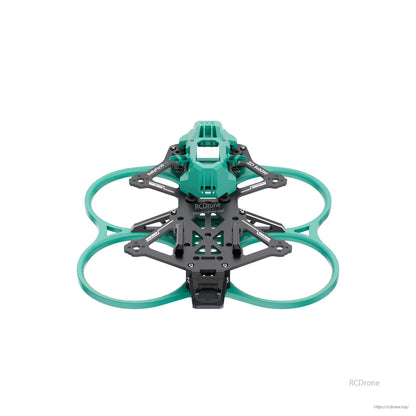 Top-down view of Sub250 DollyFly25 DF25 V2 120mm 2.5in FPV frame with teal prop guards