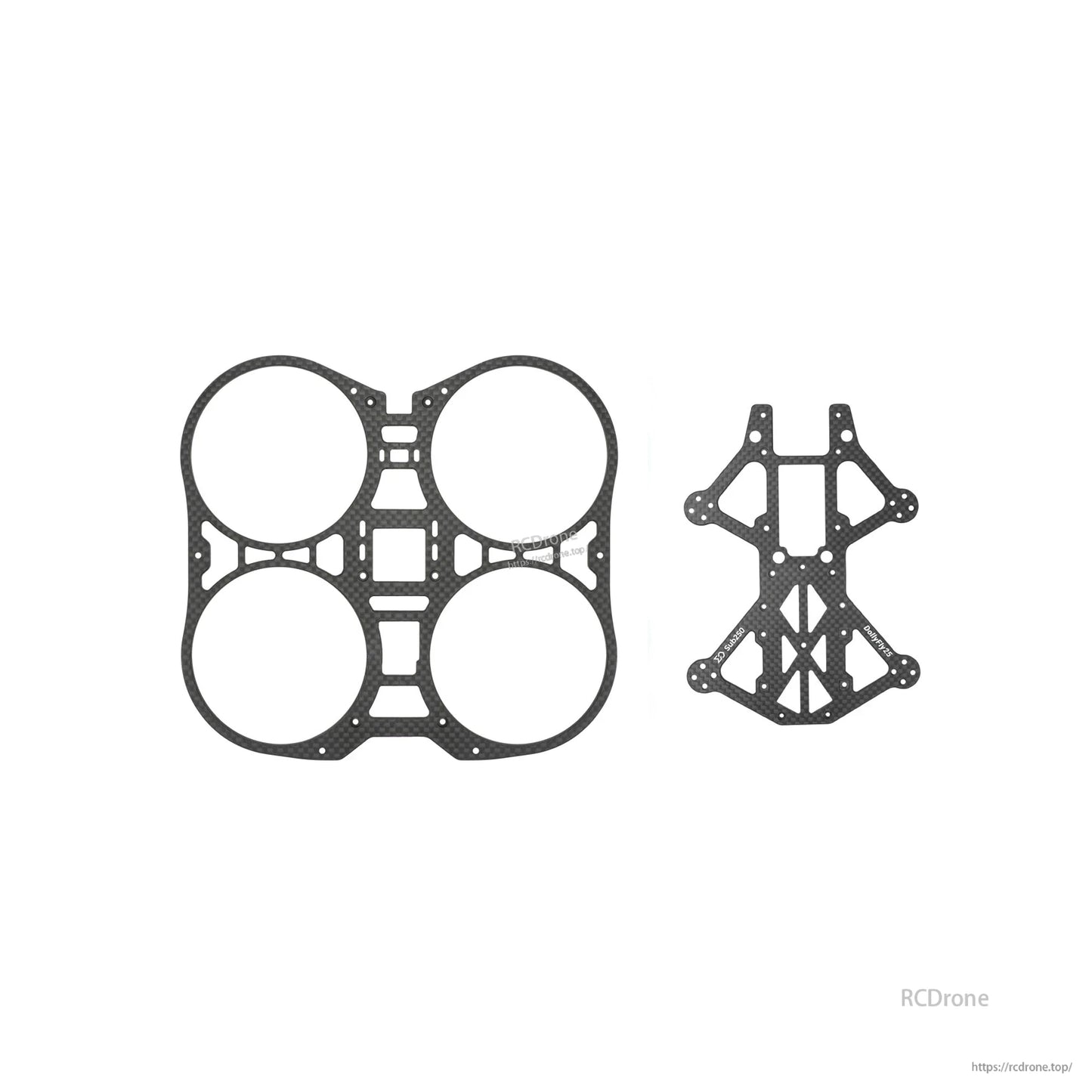 Carbon fiber main duct plate and separate top plate parts shown unassembled