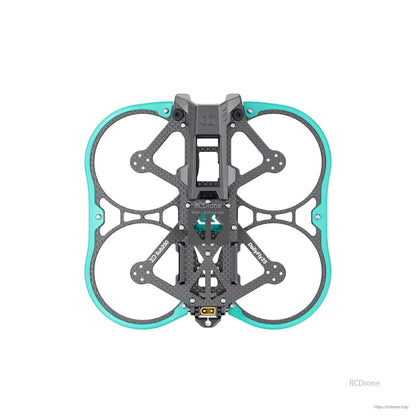Top-down layout of DollyFly25 O3 frame showing carbon plate geometry and duct guard outline