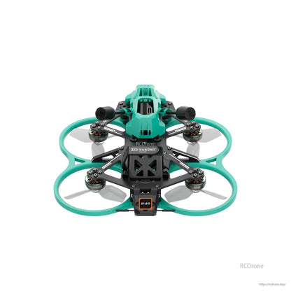 Front view of Sub250 DollyFly25 V2 cinewhoop drone with four ducts, propellers, and front camera housing