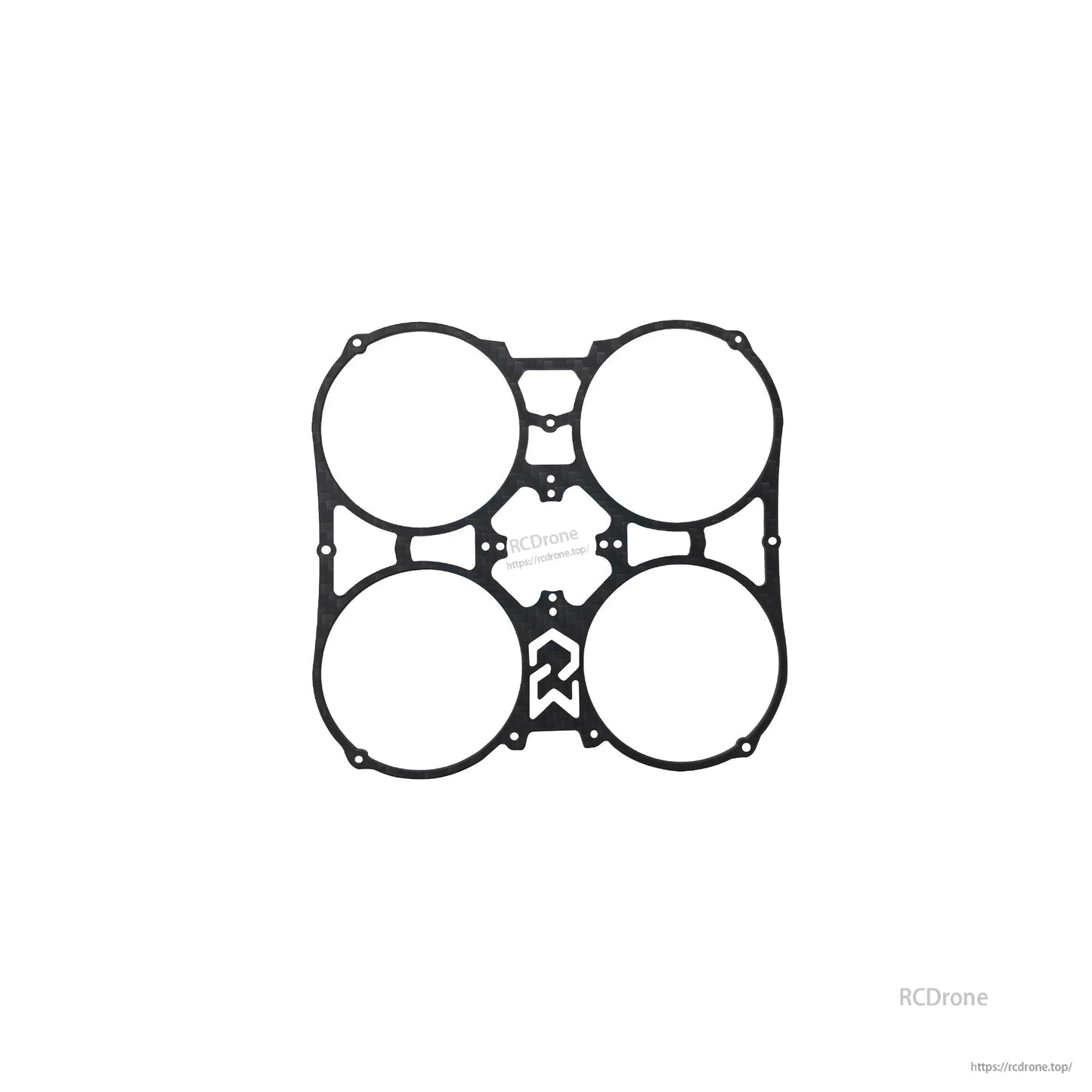 Carbon fiber duct/guard plate with four circular openings and central mounting cutouts